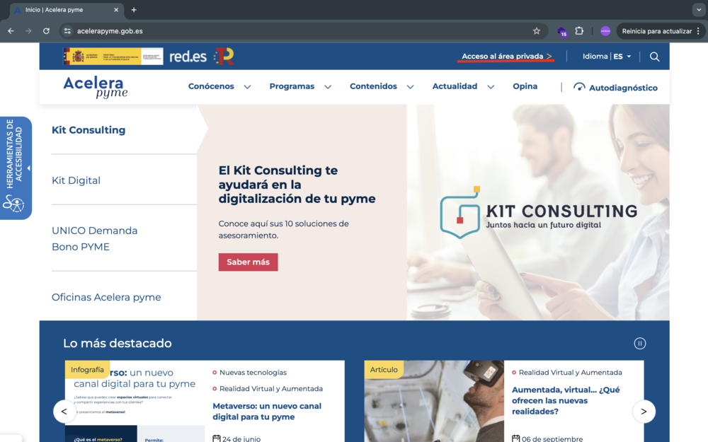 cómo solicitar el Kit Digital registro en AceleraPyme